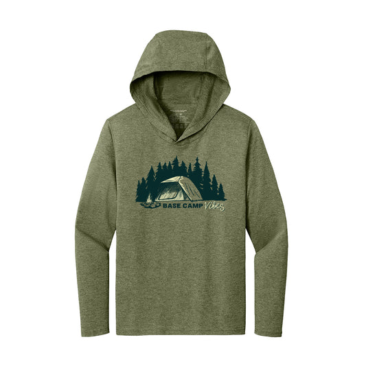 Base Camp Vibes, hooded long sleeve triblend