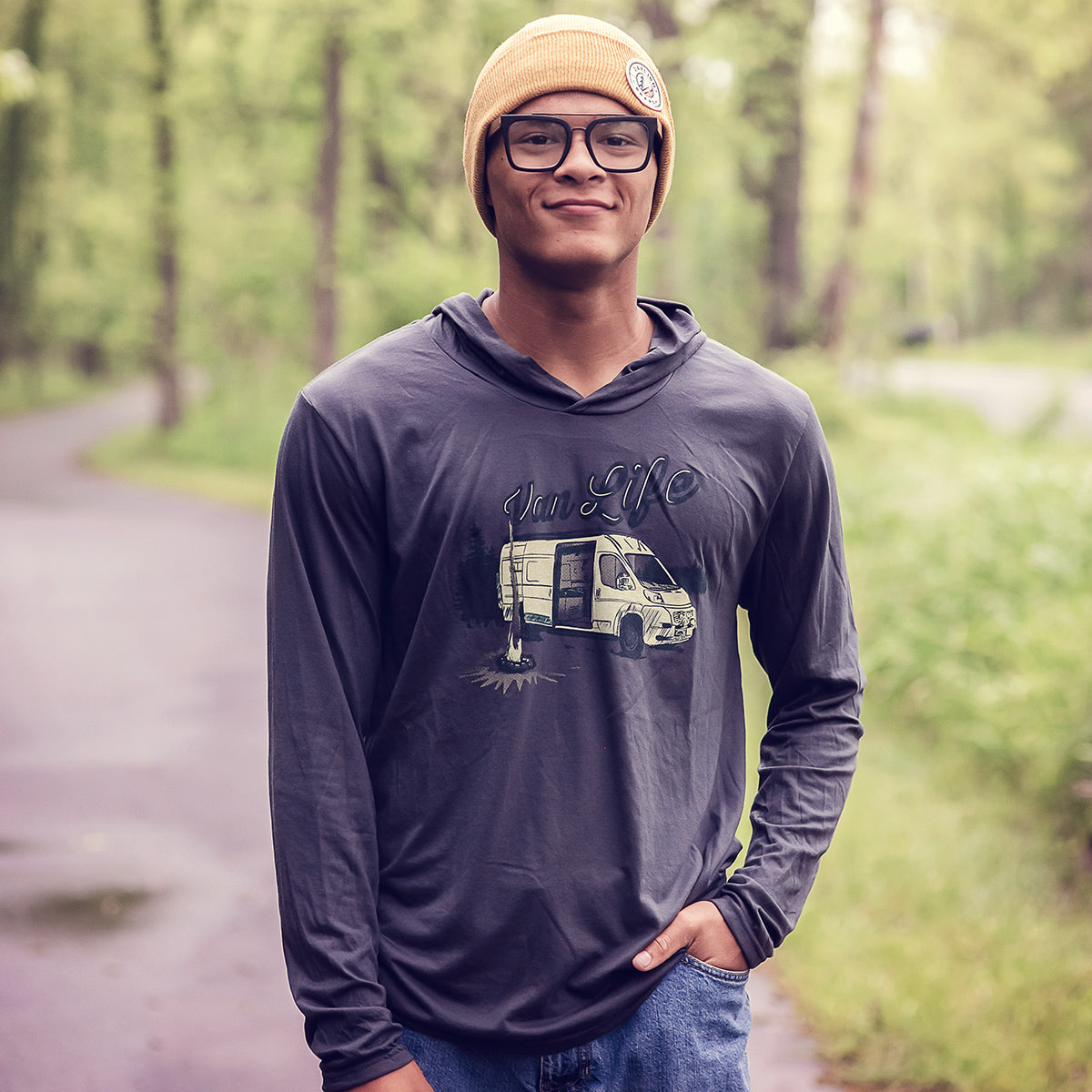 Van Life, hooded long sleeve triblend